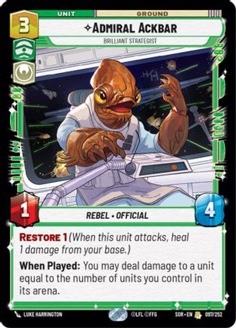 Admiral Ackbar - Brilliant Strategist (097/252) - Spark of Rebellion Foil (LP)