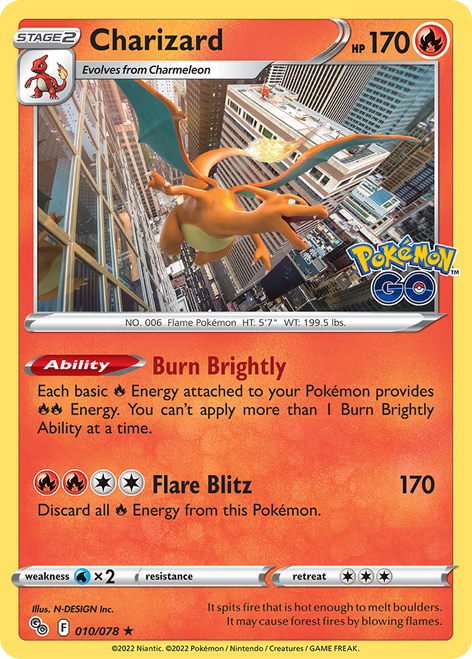 Charizard 10/78 - Pokmon GO Holofoil (MP)