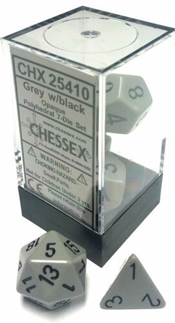 Chessex Dice: Opaque Polyhedral Set Grey/Black (7)