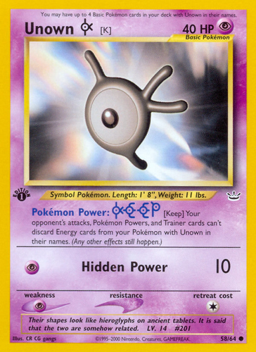 Unown [K] 58/64 - Neo Revelation 1st Edition(HP)