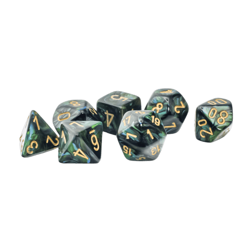 Chessex Dice: Scarab Mega-hedral - Jade/Gold (7ct)