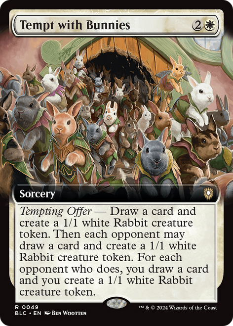 Tempt with Bunnies (BLC-049) - Bloomburrow Commander: (Extended Art)