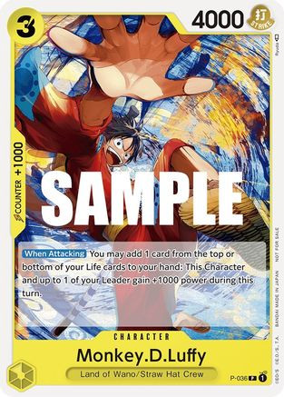 Monkey.D.Luffy (Pre-Release Tournament) (P-036) One Piece Promotion Cards