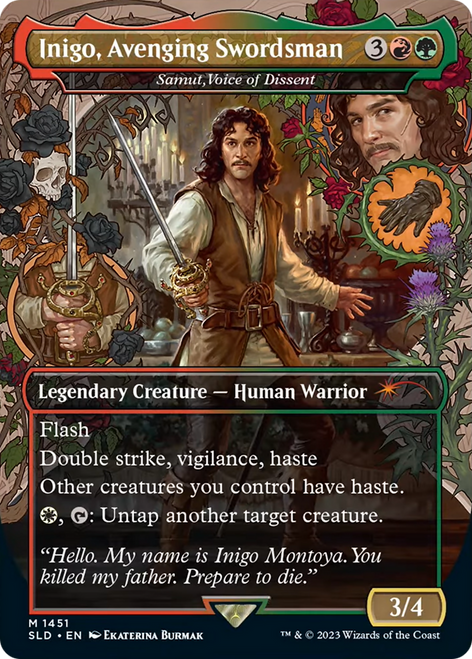 Samut, Voice of Dissent (SLD-1451) - Secret Lair Drop / Inigo, Avenging Swordsman (Borderless)