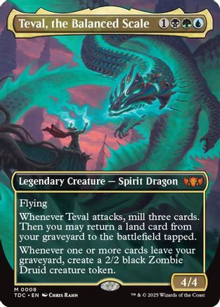 Teval, the Balanced Scale (Borderless) (TDC-008) - Commander: Tarkir: Dragonstorm Foil
