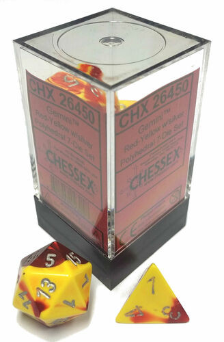 Chessex Dice: Gemini 5 - Poly Red Yellow/Silver (7)