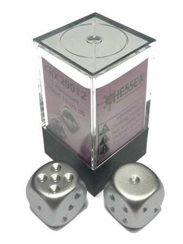Chessex Dice: Aluminum Metallic 16mm D6 Dice Pair