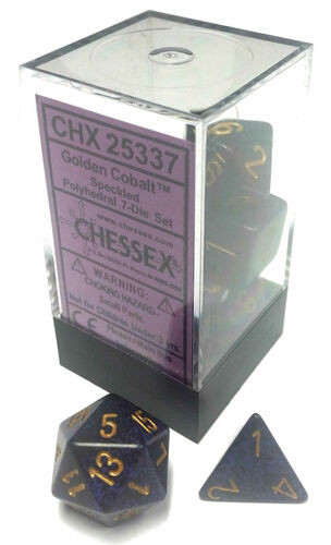 Chessex Dice: Speckled Polyhedral Set Golden Cobalt (7)