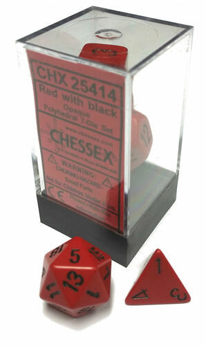 Chessex Dice: Opaque Polyhedral Set Red/Black (7)