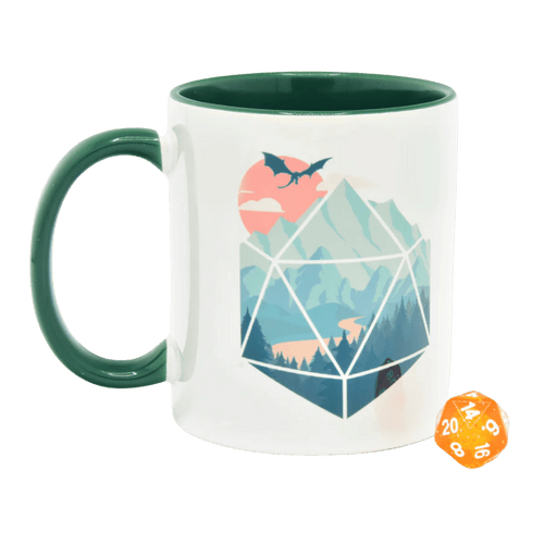 Forged Gaming: GlassStaff D20 Scene Coffee Mug with Surprise D20