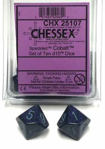 Chessex Dice: Speckled Polyhedral D10 Cobalt (10)
