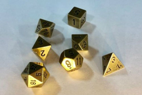 Chessex Dice: Metal Polyhedral - Old Brass (7)