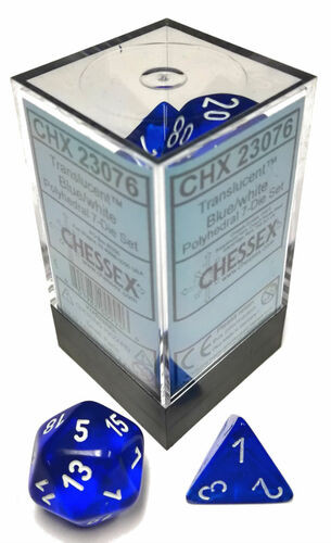 Chessex Dice: Translucent Polyhedral Blue/White (7) Revised