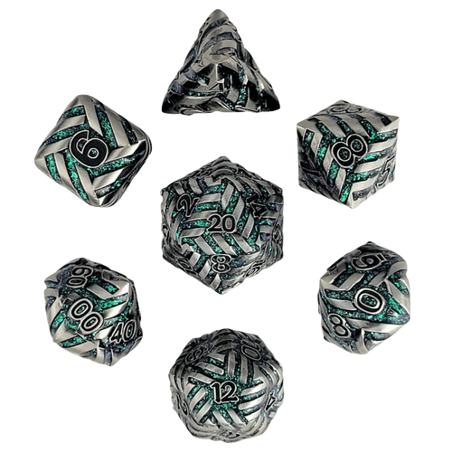 Forged Gaming: Cosmic Energy Nickel Green-Purple - Polyhedral Metal Dice Set (7ct)