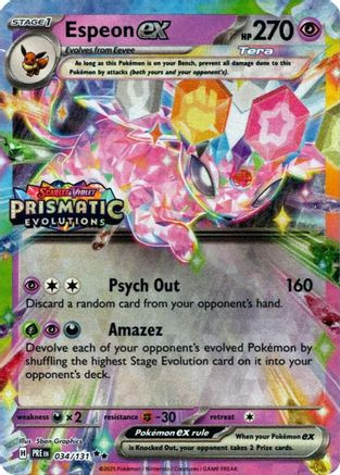 Espeon ex - 034/131 (Prismatic Evolutions Stamp) 34 - Miscellaneous Cards  Products Holofoil