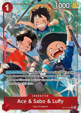 Ace & Sabo & Luffy (Alternate Art) (OP13-007) Carrying On His Will Foil