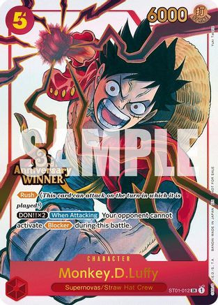 Monkey.D.Luffy - ST01-012 (3rd Anniversary Winner) (ST01-012) One Piece Promotion Cards Foil