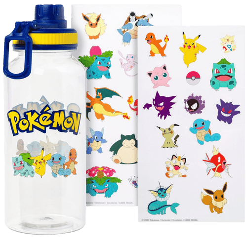 Pokemon: Gen 1 Starters - Twist Spout Plastic Bottle w/Stickers (32oz)