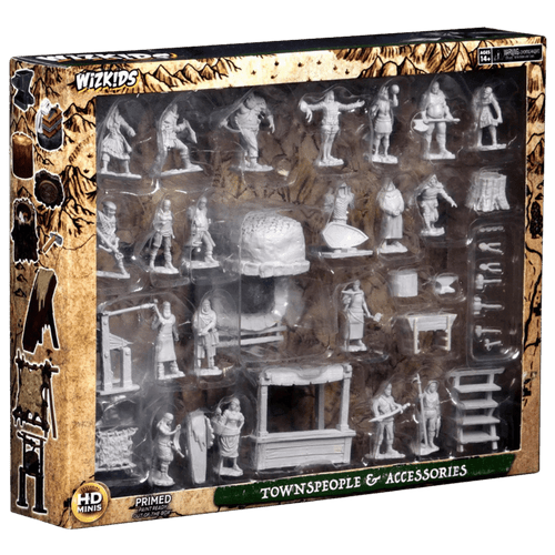 Wizkids Deep Cuts Unpainted Miniatures: Townspeople & Accessories