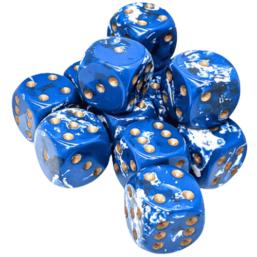 Chessex Dice: Brush D6 16mm - Wavebreak/Gold (12ct)
