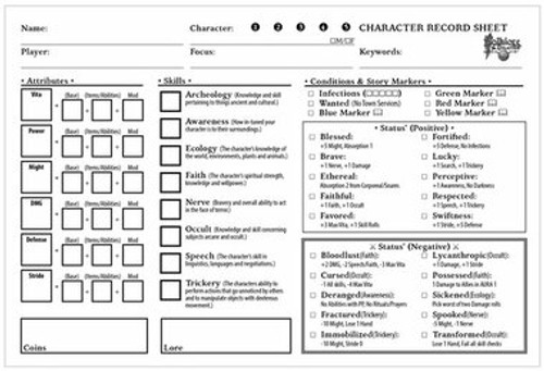 Folklore: The Affliction - Character Record Pads