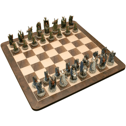 WE Games Handpainted Dragon Chess Set, Walnut Root Board - 21 in. , 4.5 in. King