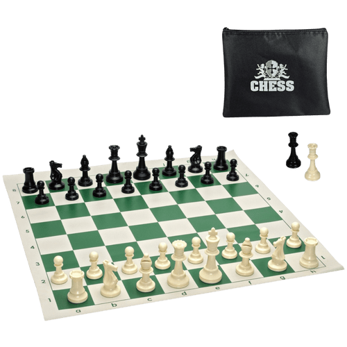 WE Games Tournament Chess Set - Heavy Weighted Chess Pieces with Roll-up Chess Board and Zipper Pouch for Chessmen