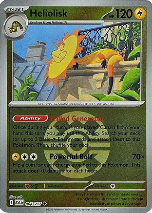 Heliolisk - 064/217 (Quick Ball) 64 - ME Ascended Heroes Reverse Holofoil