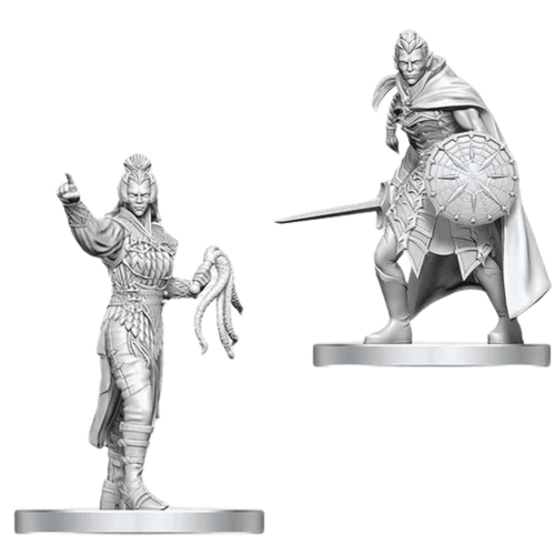 Dungeons & Dragons: Nolzur's Marvelous Miniatures - Drow Elite Warrior & Drow Priestess of Lolth (Unpainted) (PREORDER)