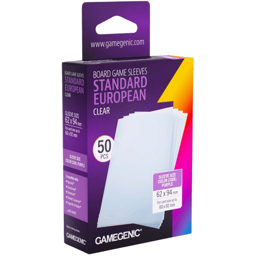 Gamegenic Sleeves: Clear Standard European Size (50ct Box)