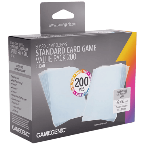 Gamegenic Sleeves: Clear Standard Card Game Size - Value Pack (200ct Box)