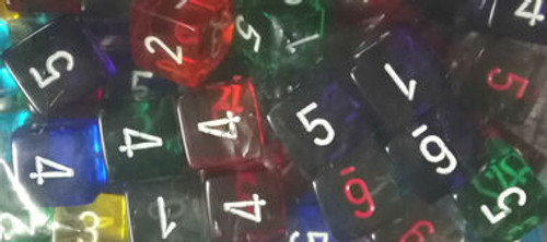Chessex Dice: Translucent: Poly D6 Assorted Bag of Dice (50) Revised