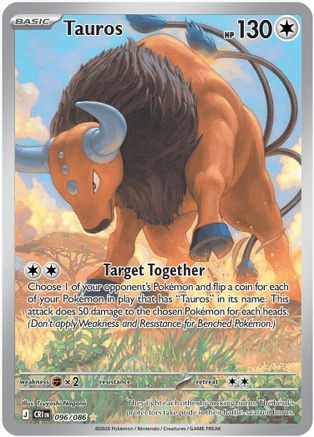ox pokemon cards Tauros 152/182 Reverse Holo RH PokeChalet Tauros - 96 - ME04
