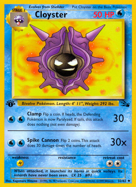 Cloyster 32/62 - Fossil 1st Edition (MP)