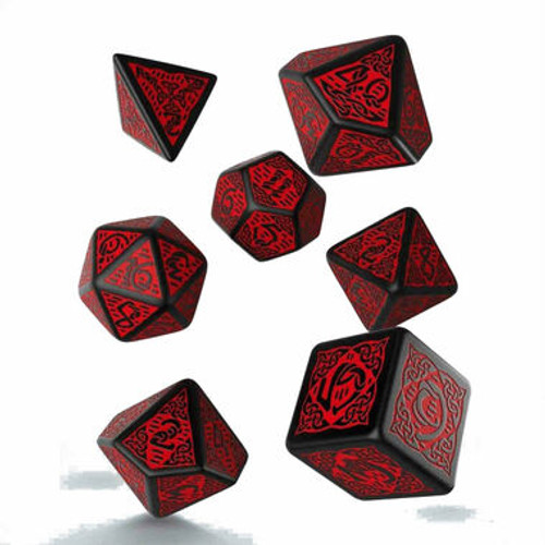 Celtic 3D Revised Black & Red Dice Set (7ct)