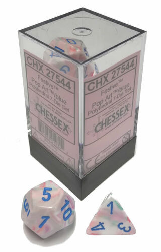 Chessex Dice: Menagerie 10 - Polyhedral Festive Pop Art/Blue (7ct)