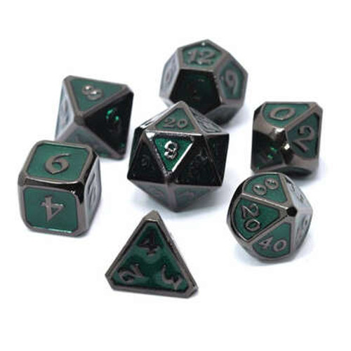 Metal Polyhedral Dice Set - Mythica Sinister Emerald (7ct) (PREORDER)