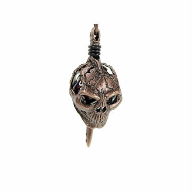 Dice Holder Jewelry: D20 Skull & Dagger Pendant (Old Copper Finish)