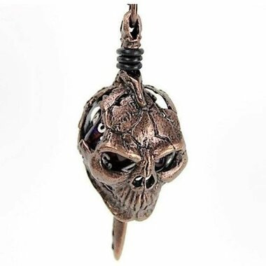 Dice Holder Jewelry: D20 Skull & Dagger Pendant (Old Brass Finish)