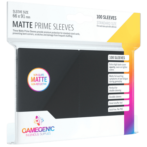 Gamegenic Sleeves: Black Standard Size Matte Prime Sleeves (100ct)