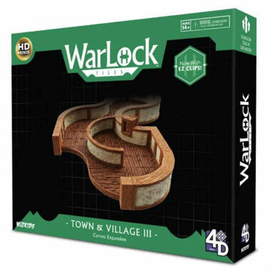 Wizkids Miniatures 4D Settings: WarLock Tiles - Town & Village III - Curves Expansion