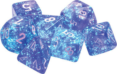 Chessex Dice: Borealis - Polyhedral Purple/White Luminary (7)