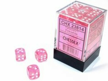 Chessex Dice: Translucent - 12mm D6 Pink/White (36)