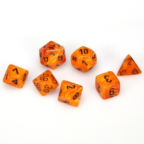 Chessex Dice: Vortex - Polyhedral Orange/Black (7)