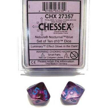 Chessex Dice: Nebula - D10 Nocturnal/Blue Luminary (10)