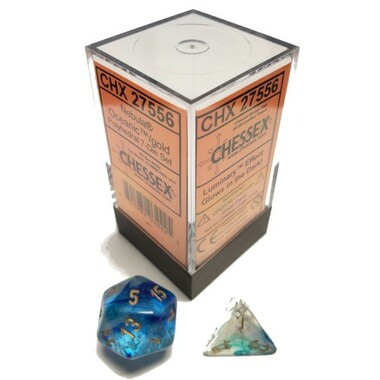 Chessex Dice: Nebula - Polyhedral Oceanic/Blue Luminary (7)