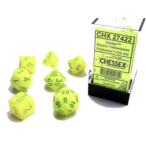 Chessex Dice: Vortex - Poly Electric Yellow/Green (7)