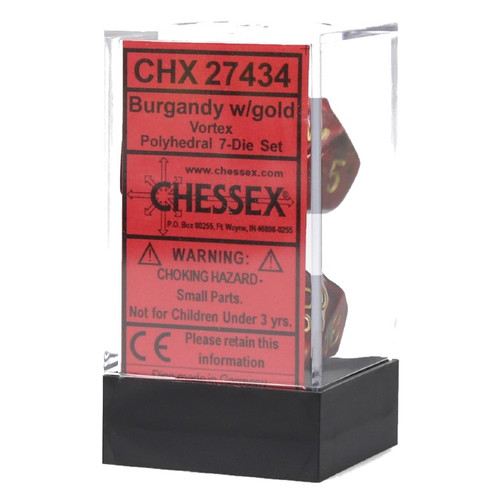 Chessex Dice: Vortex - Poly Burgundy/Gold (7)