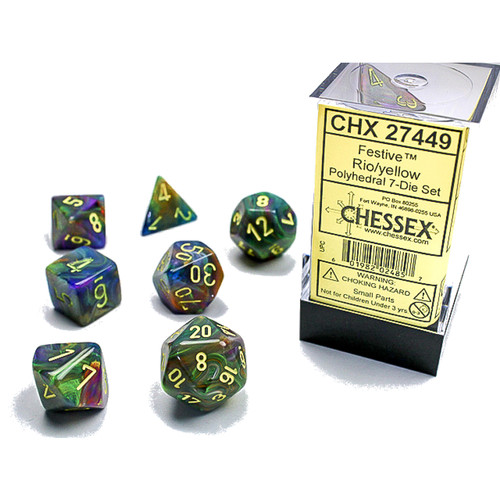 Chessex Dice: Festive - Poly Rio/Yellow (7)