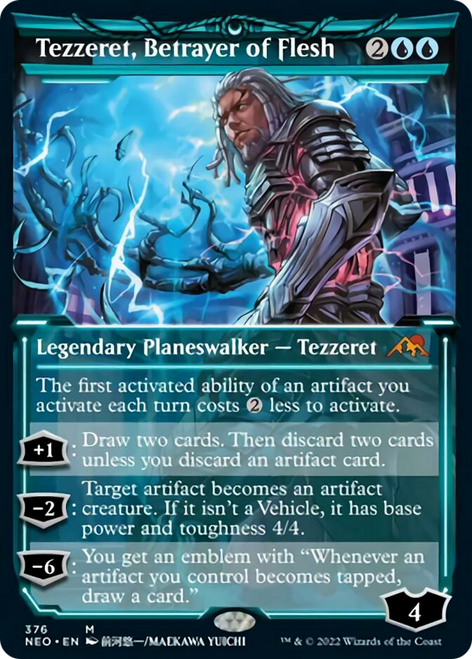 Tezzeret, Betrayer of Flesh (NEO-376) - Kamigawa: Neon Dynasty: (Showcase)